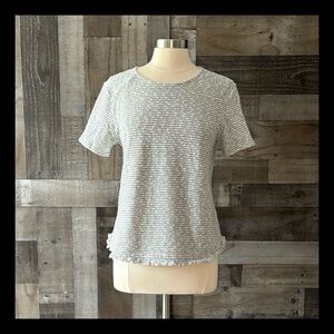 Emelia gray white stripes knit top medium festival feminine boho chic old money